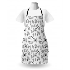 Monochrome Fir Leaves Apron