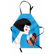 Girl with a Flower on Blue Apron