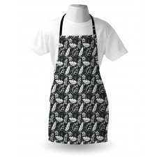 Monochrome Flowers and Dots Apron