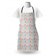 Flowers Sketch Bird Houses Apron