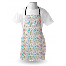 Flowers Sketch Bird Houses Apron