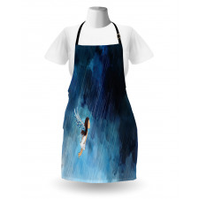 Flying Girl Rainy Sky Apron