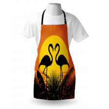 Sunset Flamingo Leaves Apron