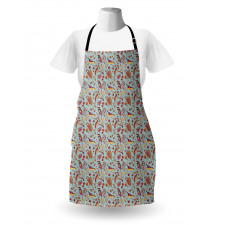 Cartoon Sparrows Mushroom Apron