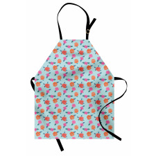 Abstract Pink Orange Flowers Apron