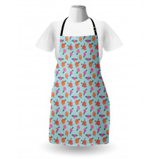 Abstract Pink Orange Flowers Apron