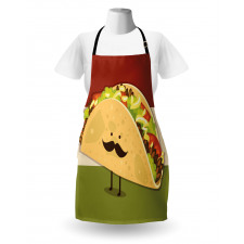 Lezzet Mutfak Önlüğü Bıyıklı Bay Taco Desenli Komik Çizgi Film