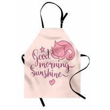 Sleeping Pink Cat and Text Apron