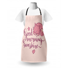 Sleeping Pink Cat and Text Apron