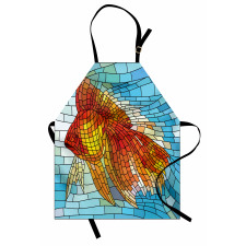Deniz ve Okyanus Mutfak Önlüğü Turuncu Balık Desenli Tasarım