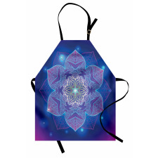 Neon Renkler Mutfak Önlüğü Mavi ve Mor Mandala Çiçeği Desenli