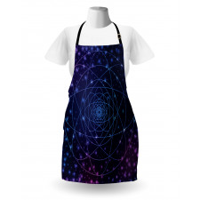 Geometrik Mutfak Önlüğü Mistik Evren ve Mandala Desenli Mavi