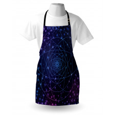 Geometrik Mutfak Önlüğü Mistik Evren ve Mandala Desenli Mavi