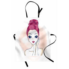 Pink Updo Bun Hairstyle Apron