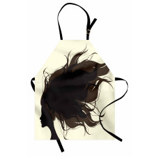 Fuzzy Hair Silhouette Apron