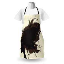 Fuzzy Hair Silhouette Apron