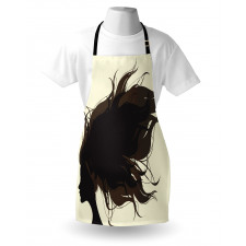 Fuzzy Hair Silhouette Apron