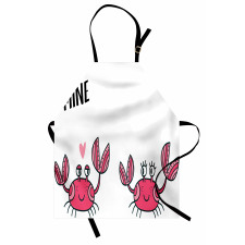 Funky Crab Couple and Heart Apron