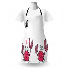 Funky Crab Couple and Heart Apron