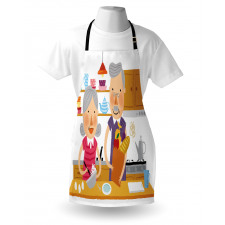 Elderly Couple in Kitchen Apron