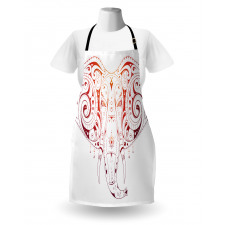 Stylized Drawn Elephant Head Apron