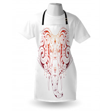 Stylized Drawn Elephant Head Apron