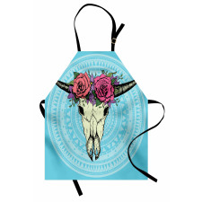 Buffalo Skull with Flowers Apron