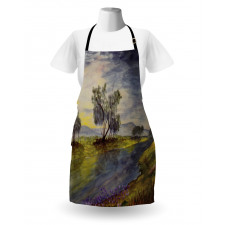 Watercolor River Scene Apron