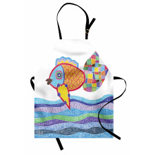 Fish Scales and Squares Doodle Apron