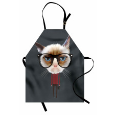 Hipster Feline with Giant Head Apron