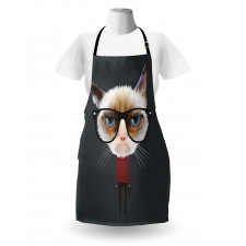 Hipster Feline with Giant Head Apron