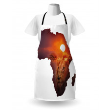Lion and African Map Sunset Apron