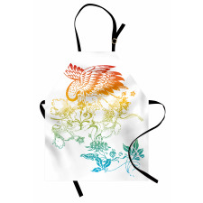 Oriental Bird with Flowers Apron