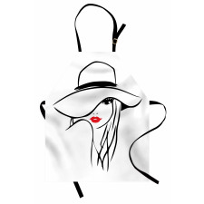 Girl Wearing a Big Floppy Hat Apron