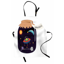 Hand Drawn Alien in a Jar Apron