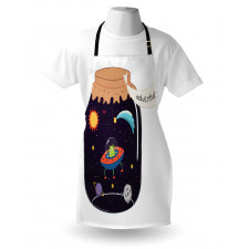 Hand Drawn Alien in a Jar Apron