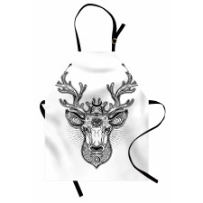 Ornate Deer Head Moon Antlers Apron