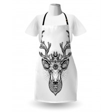 Ornate Deer Head Moon Antlers Apron