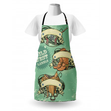 Grunge Retro Cowboy Boots Apron