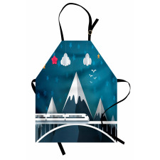 Cartoon Style Mountains Apron