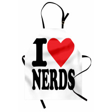 I Love Nerds Words with Heart Apron