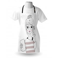 Sketchy Hipster Girl Tablet Apron