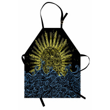 Wavy Ocean Summer Sky Motif Apron