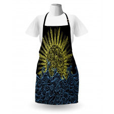 Wavy Ocean Summer Sky Motif Apron