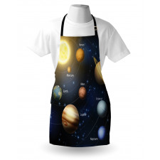 Gökyüzü Mutfak Önlüğü Güneş Sistemi Desenli
