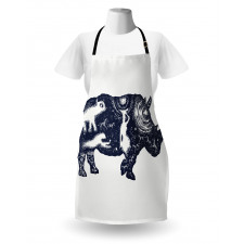 Woman and Animal Motifs Spots Apron