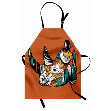 Colorful Animal Portrait Boho Apron