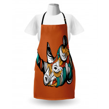 Colorful Animal Portrait Boho Apron