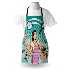 Pop Art Busy Woman Housework Apron