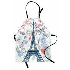 Eiffel Swirling Flowers Heart Apron